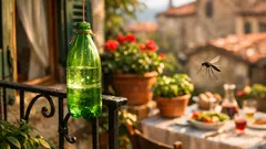 Bottiglie verdi appese: funzionano davvero contro zanzare e mosche?